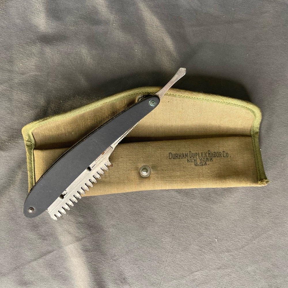 Durham Duplex Razor Co. Shaving Razor with Canvas Case PAT. U.S.A. May 7 1907